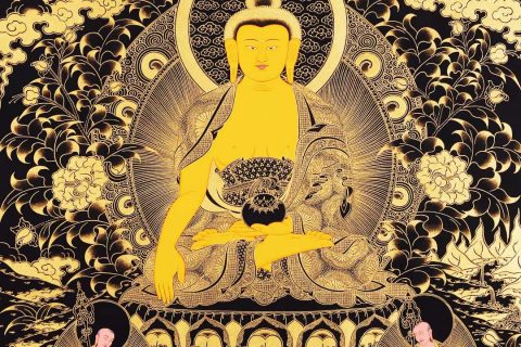 编号168-161688：黑金唐卡-释迦牟尼佛（140*100CM左右）