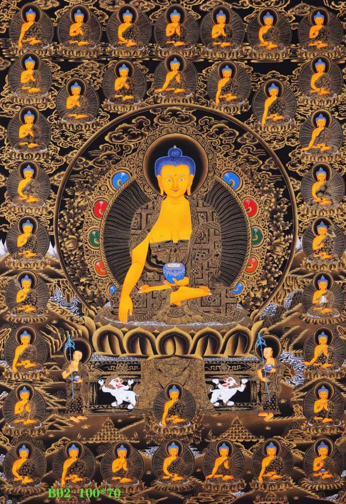 编号168-537637：黑金唐卡-释迦牟尼佛·三十五佛（100*70CM左右）
