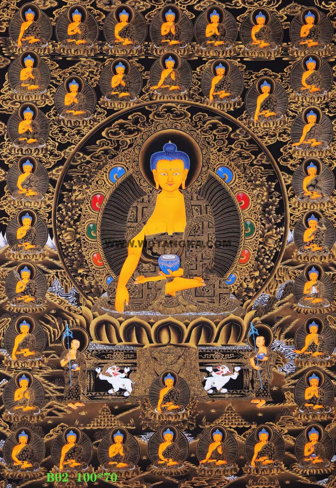 编号168-537637:黑金唐卡-释迦牟尼佛·三十五佛(100*70CM左右)