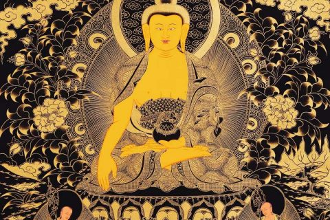 编号168-206419：黑金唐卡-释迦牟尼佛（140*100CM左右）