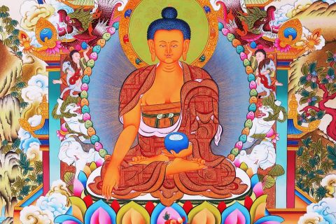 编号168-625430：彩绘唐卡-释迦牟尼佛（99*68CM左右）