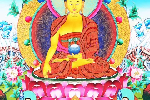 编号168-774441：彩绘唐卡-释迦牟尼佛（75*50CM左右）