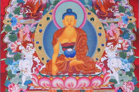 编号168-423462：彩绘唐卡-释迦牟尼佛（75*55CM左右）