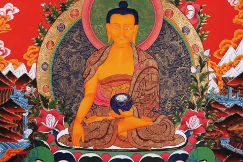 编号168-962424：彩绘唐卡-释迦牟尼佛（150*100CM左右）