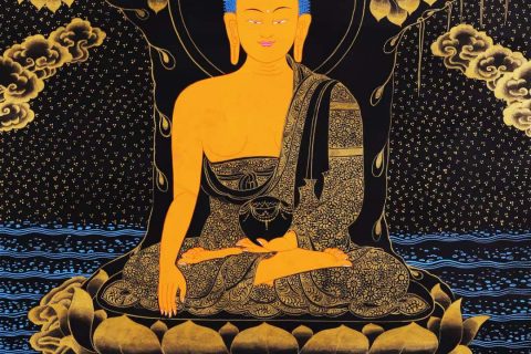 编号168-129868：黑金唐卡-释迦牟尼佛（120*83CM左右）