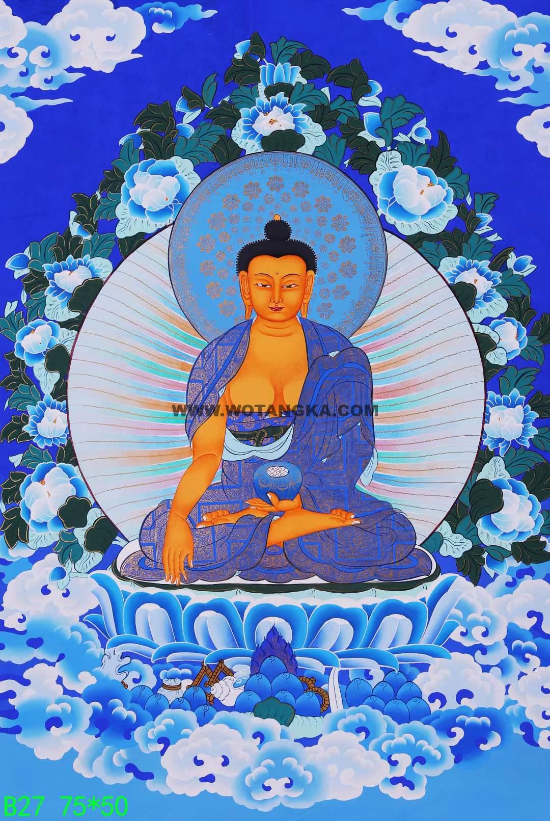 编号168-435200：蓝金唐卡-释迦牟尼佛（75*50CM左右）