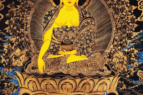 编号168-799073：黑金唐卡-释迦牟尼佛（75*50CM左右）