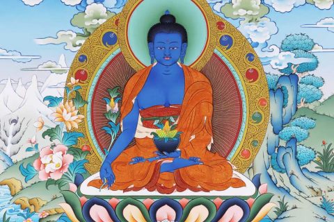 编号168-219491：彩绘唐卡-药师佛（75*50CM左右）