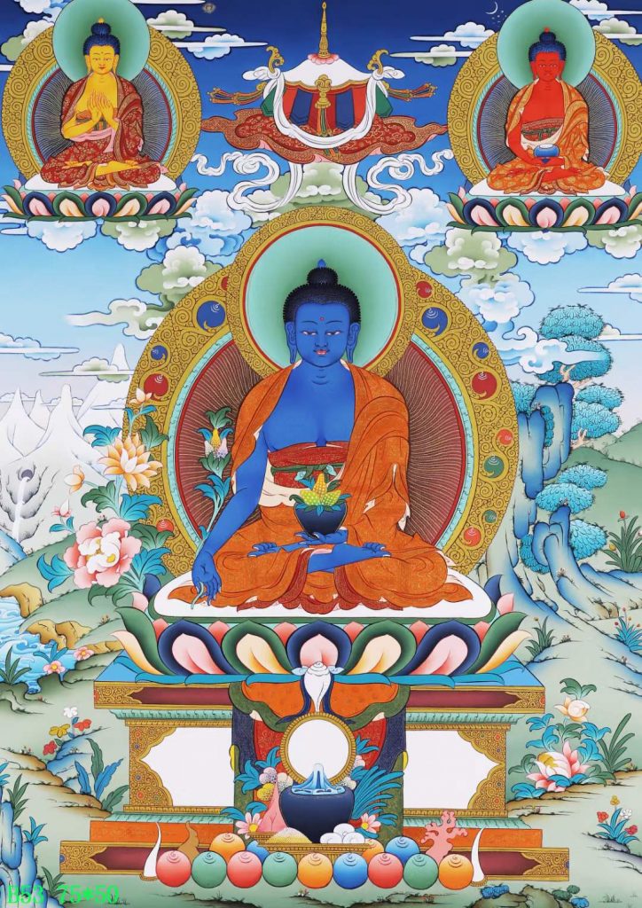 编号168-219491：彩绘唐卡-药师佛（75*50CM左右）
