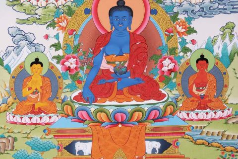 编号168-278114：彩绘唐卡-药师佛（75*50CM左右）