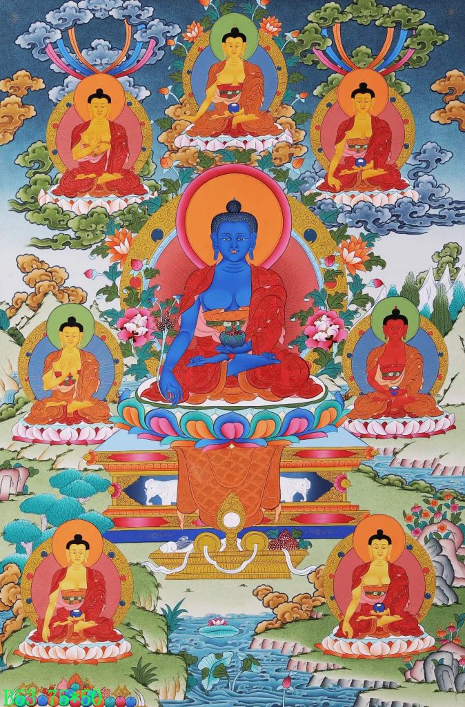 编号168-340914：彩绘唐卡-药师佛（75*50CM左右）