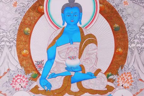 编号168-705755：白银唐卡-药师佛（76*51CM左右）