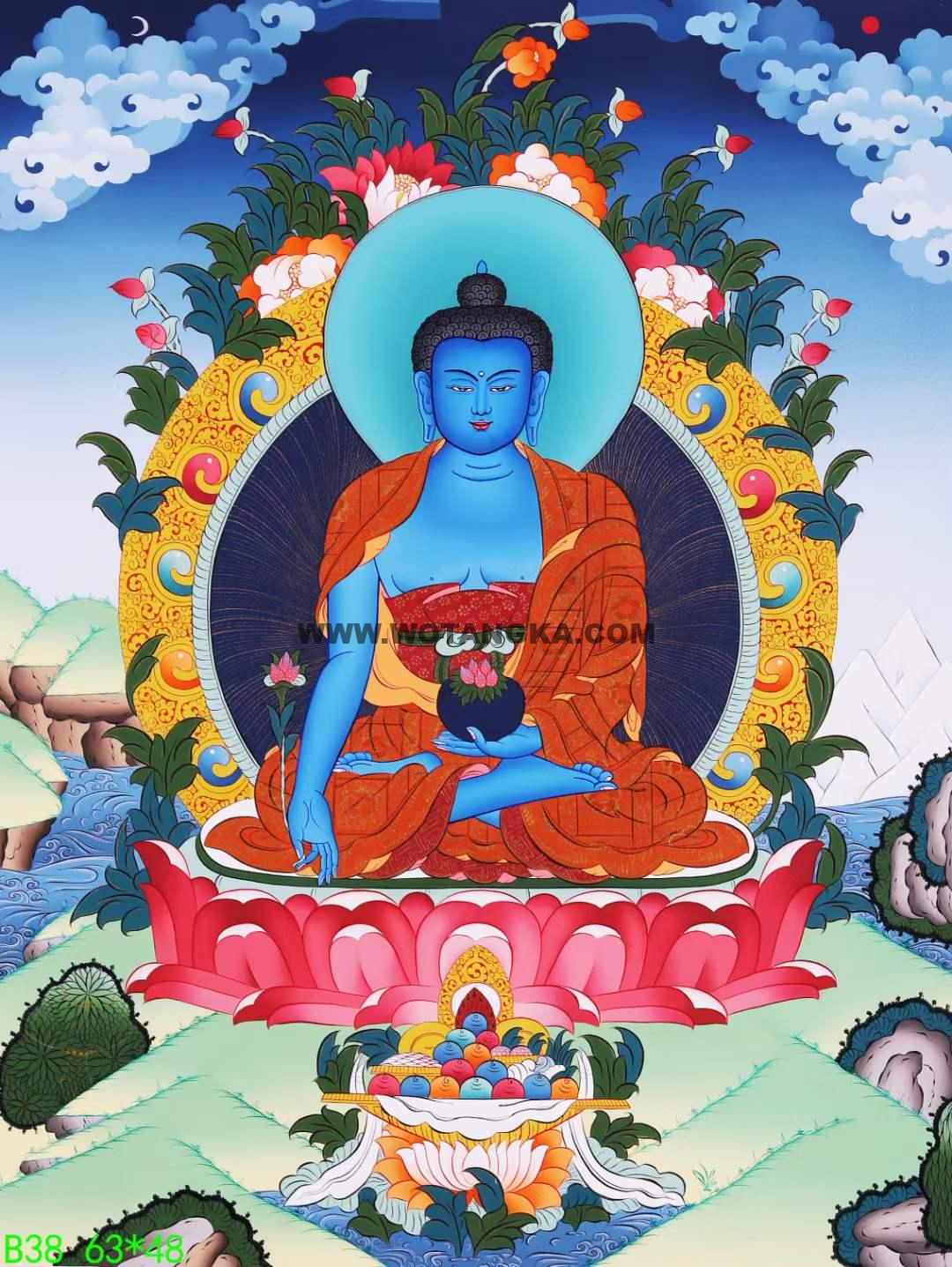 编号168-540862:彩绘唐卡-药师佛(63*48CM左右)