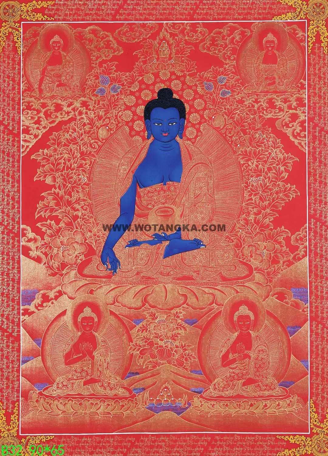 编号168-803743：红金唐卡-药师佛（90*65CM左右）