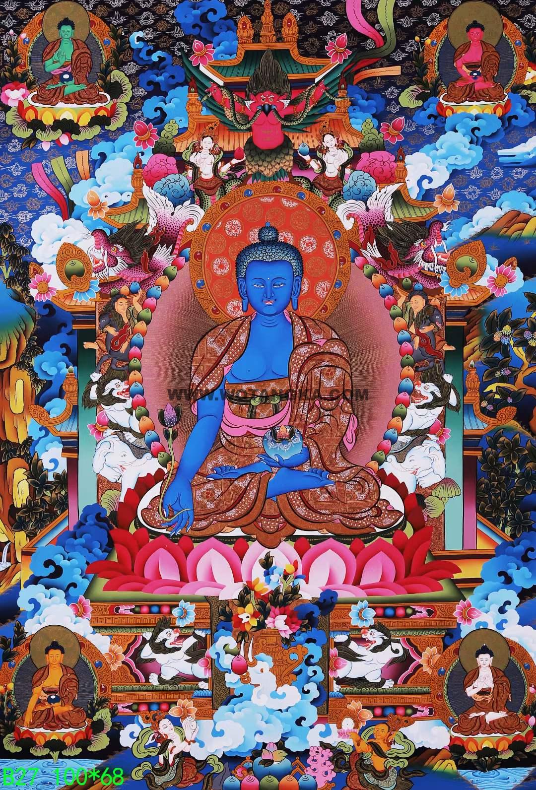 编号168-462977：彩绘唐卡-药师佛（100*68CM左右）