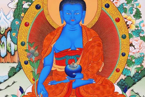 编号168-494320：彩绘唐卡-药师佛（60*42CM左右）