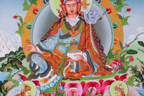 编号168-863498：彩绘唐卡-莲花生大士（85*63CM左右）