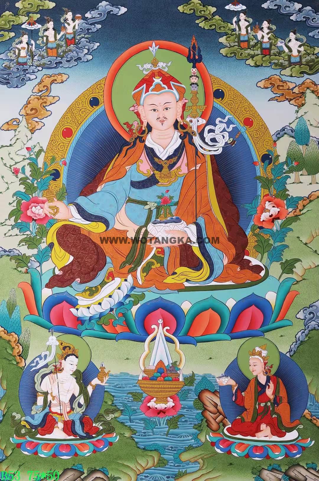 编号168-679172:彩绘唐卡-莲花生大士(75*50CM左右)