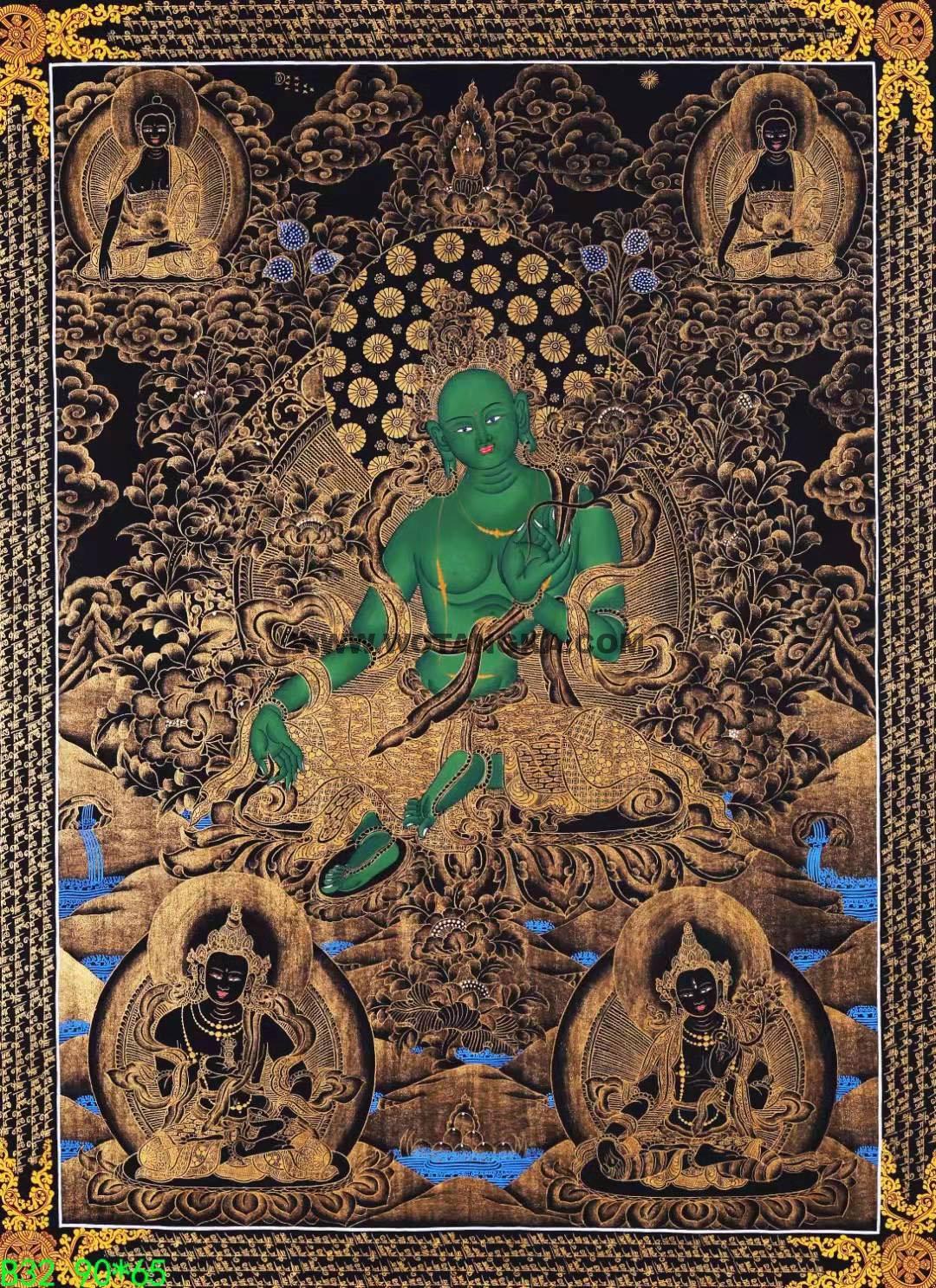 编号168-562665：黑金唐卡-绿度母（90*65CM左右）