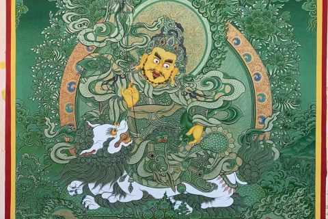 编号188-463709：绿金唐卡-财宝天王（75*55CM左右）