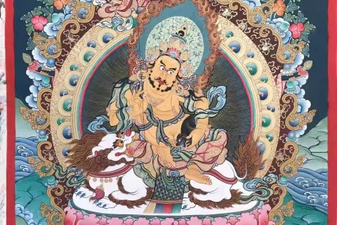 编号188-149327：彩绘唐卡-财宝天王（75*55CM左右）