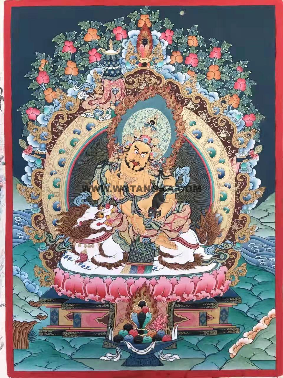 热贡-扎巴:彩绘唐卡-财宝天王(75*55CM左右)