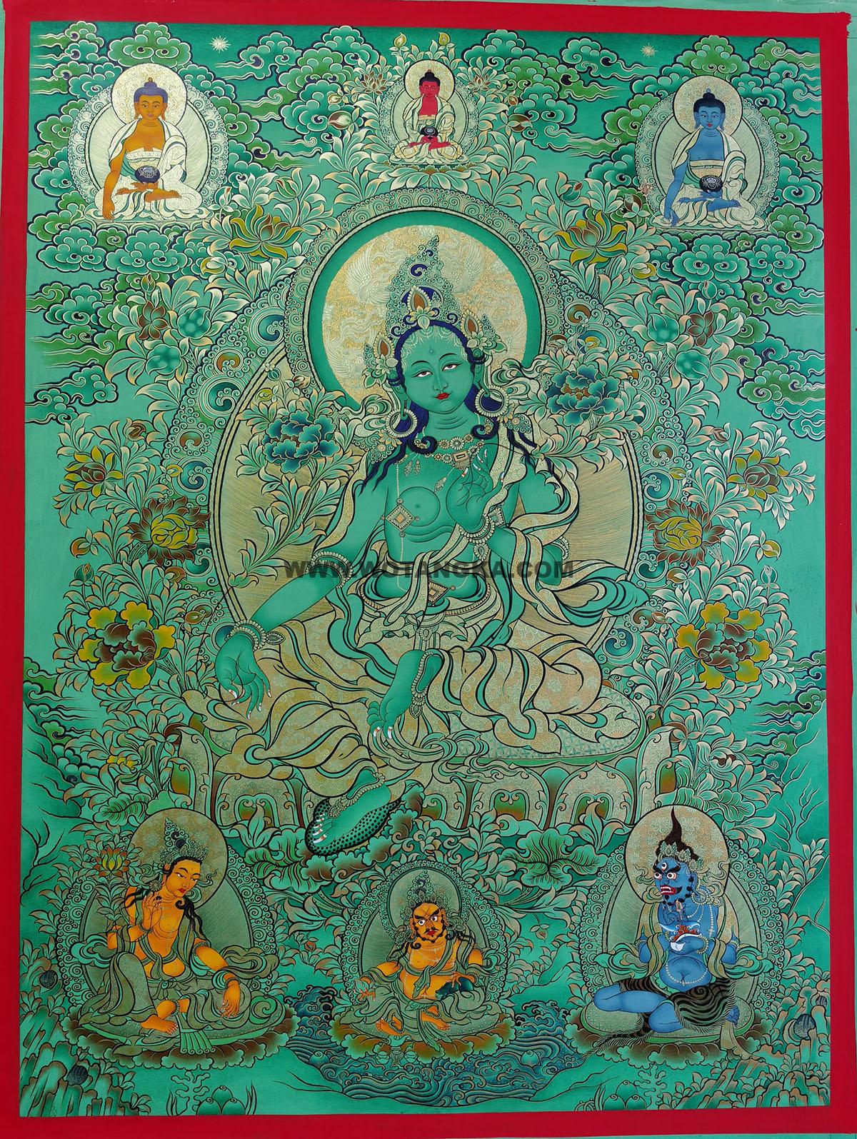 编号188-695926:绿金唐卡-绿度母(80*60CM左右)