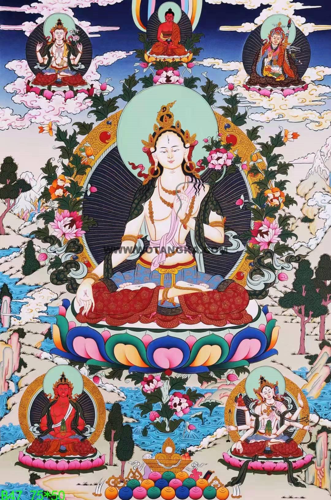 编号168-936846：彩绘唐卡-白度母（75*50CM左右）