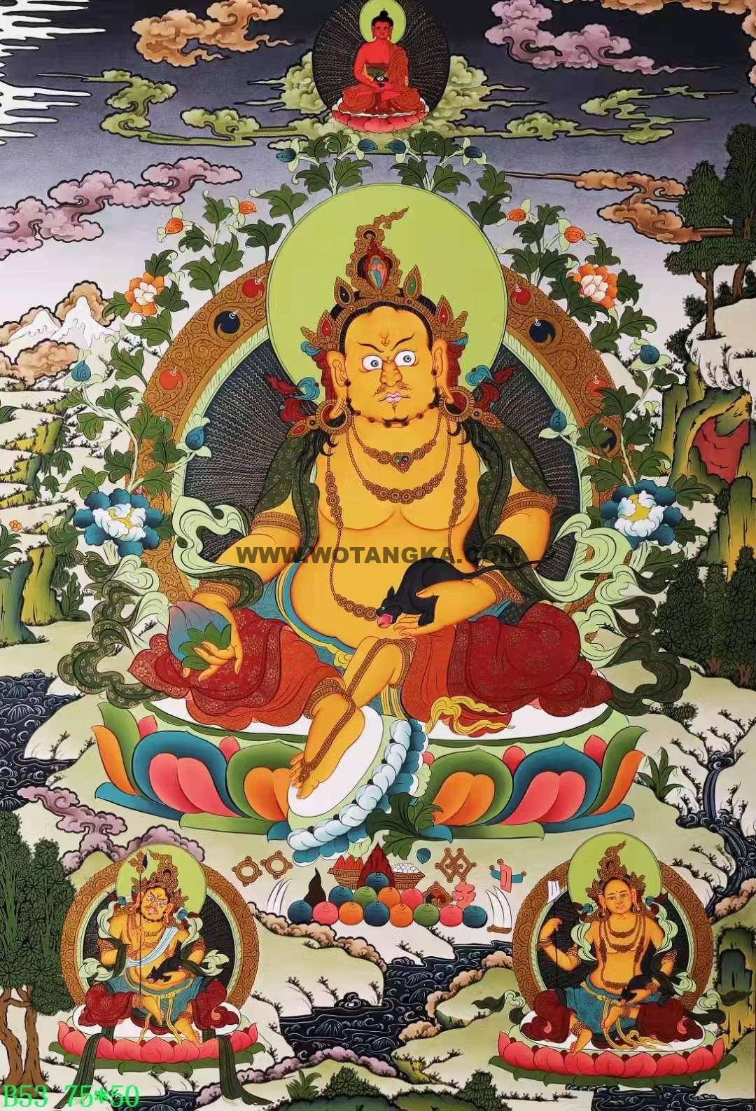 编号138-866182：彩绘唐卡-黄财神（75*50CM左右）