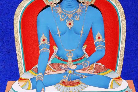 编号138-107596：彩绘唐卡-不动佛（105*70CM左右）