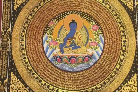 编号155-590961：彩绘唐卡-药师佛坛城（70*70CM左右）