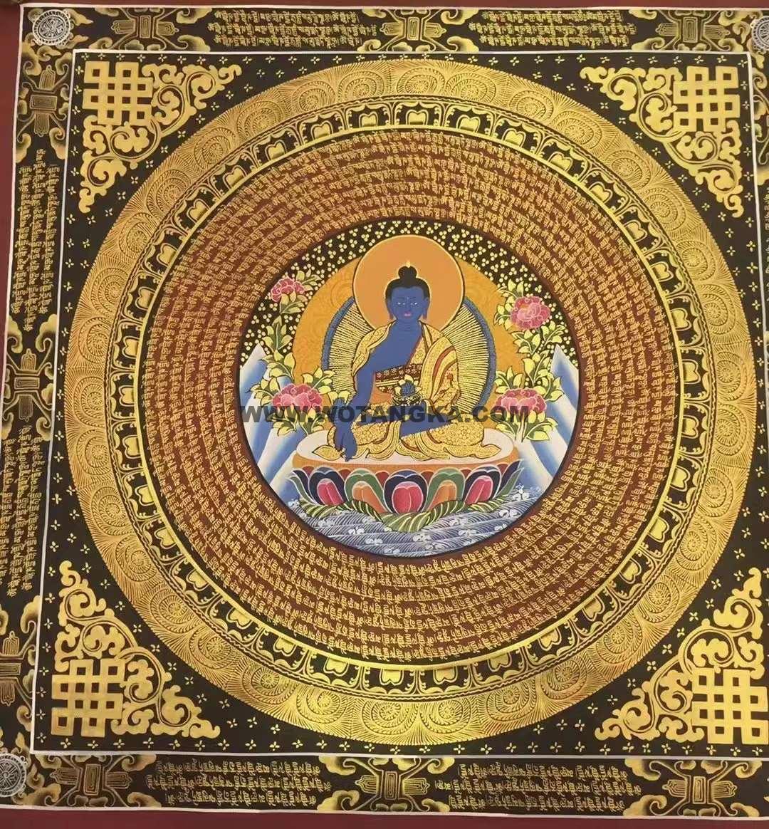 编号155-590961：彩绘唐卡-药师佛坛城（70*70CM左右）