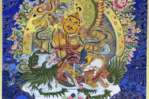 编号155-761471：蓝金唐卡-财宝天王（75*55CM左右）