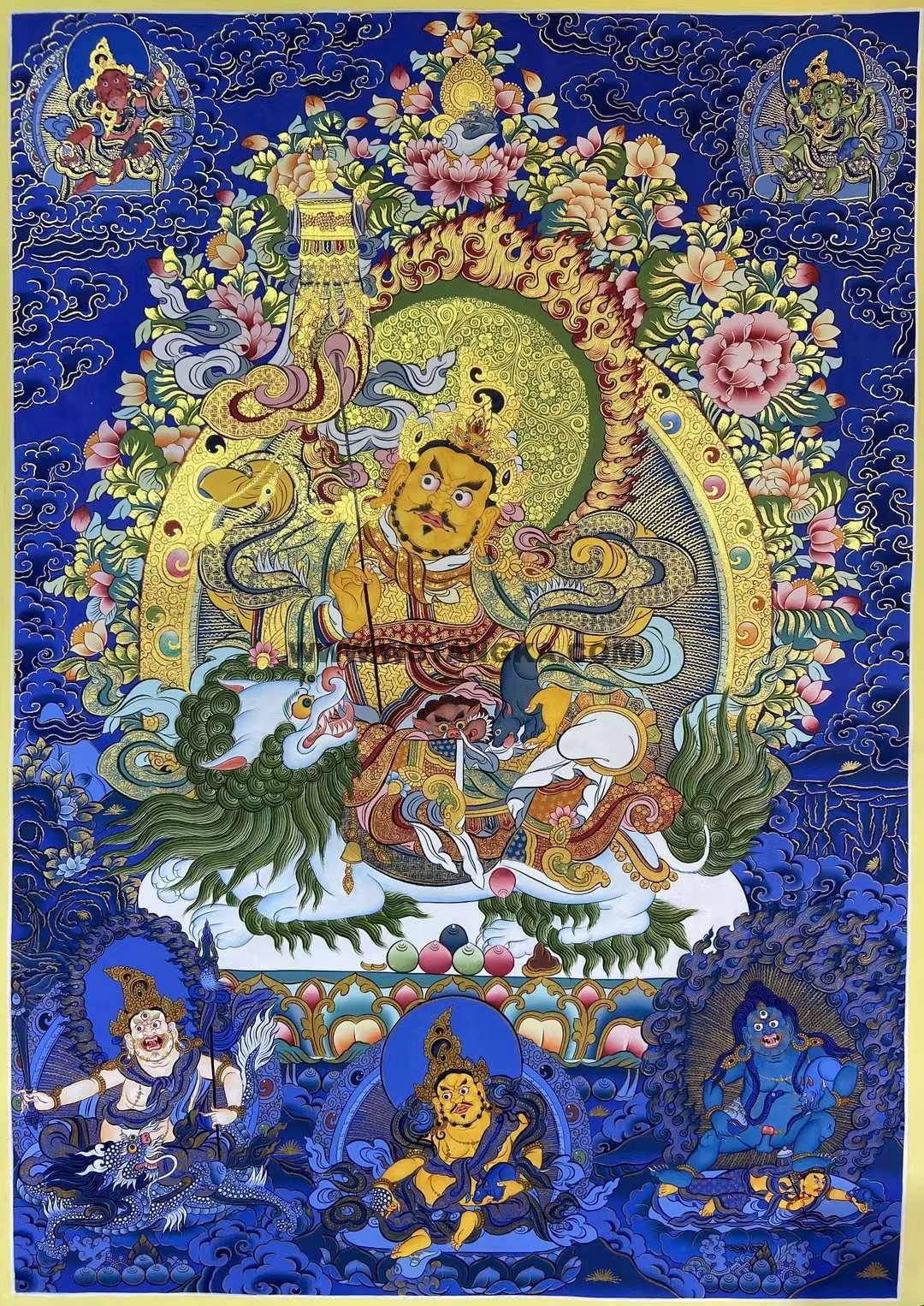 编号155-761471:蓝金唐卡-财宝天王(75*55CM左右)