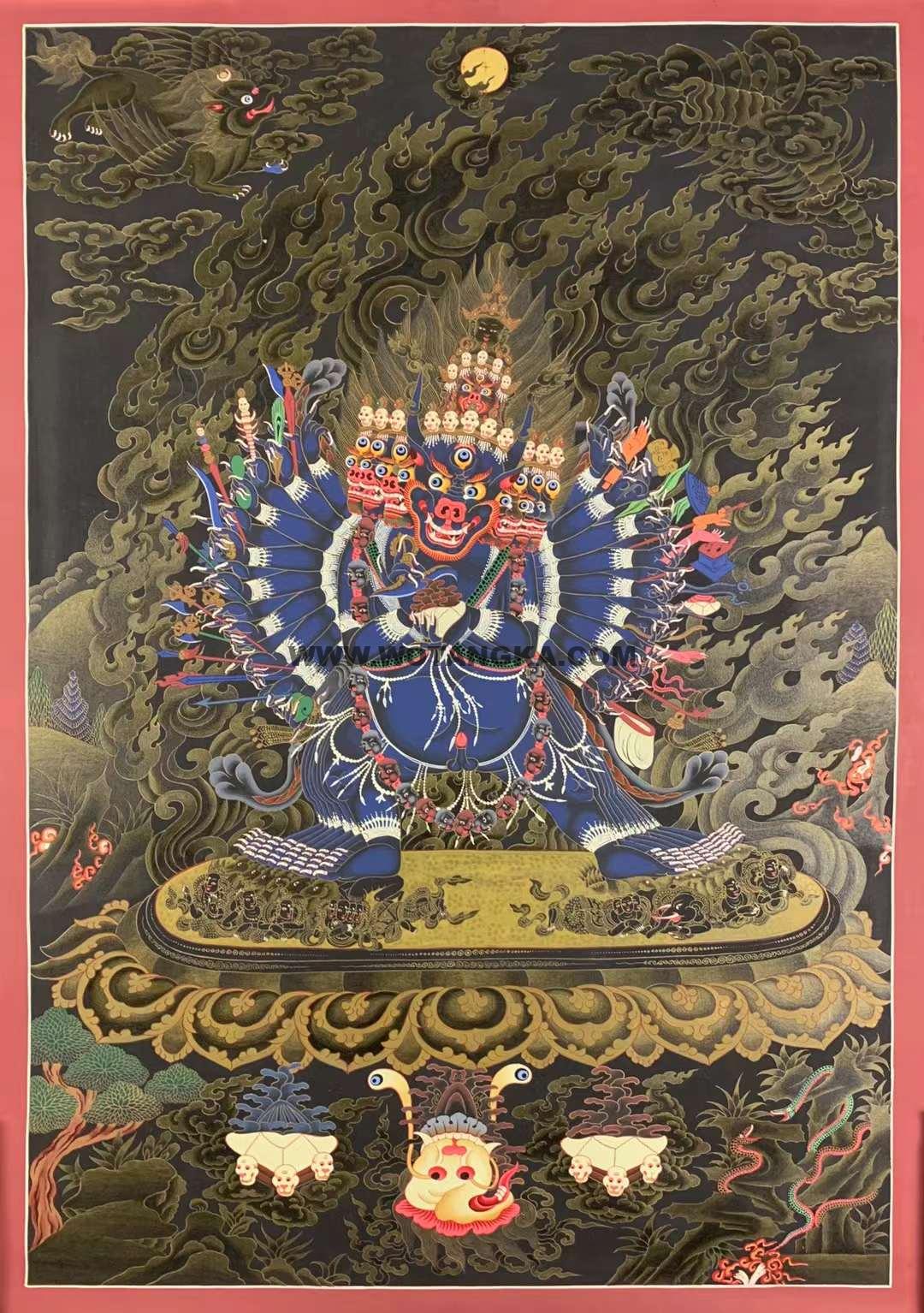 编号155-155221:黑金唐卡-大威德金刚(75*55CM左右)