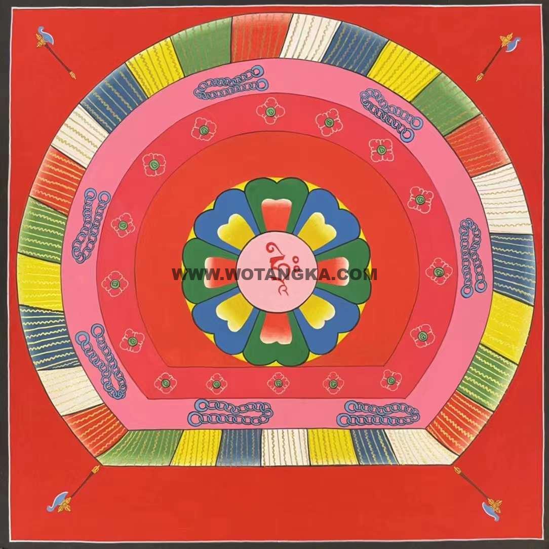 编号162-199228：彩绘唐卡-正理（央达）九半月形怀业火供坛城（35*35CM左右）