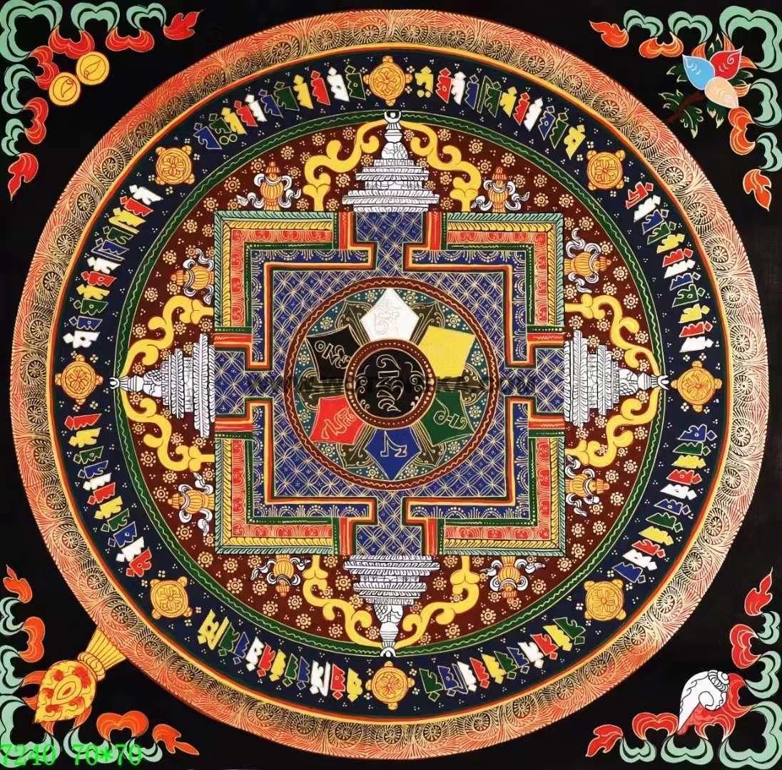 编号138-696493：彩绘唐卡-时轮金刚坛城（70*70CM左右）