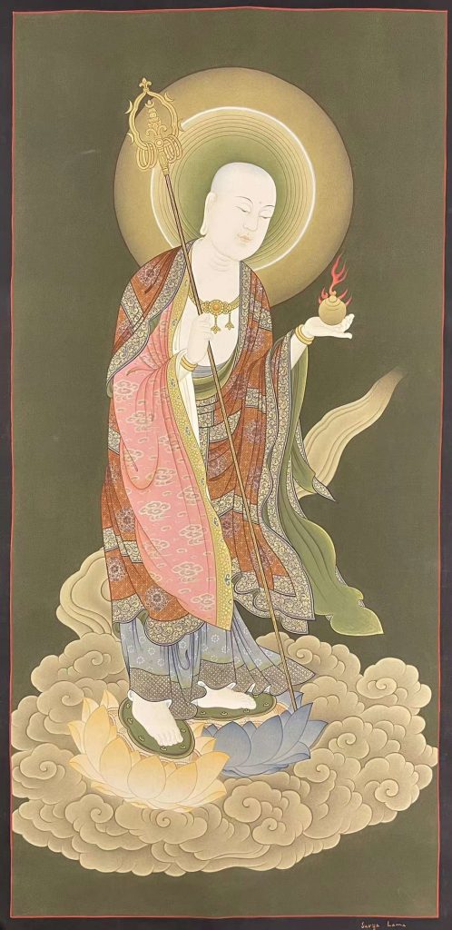 编号162-234814：彩绘唐卡-地藏王菩萨（75*35CM左右）