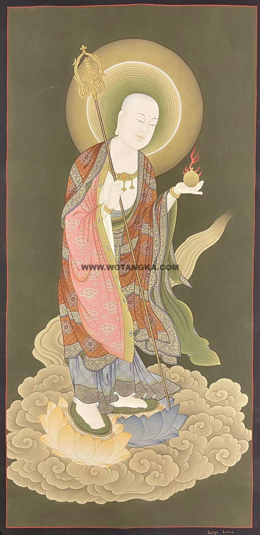 编号162-234814:彩绘唐卡-地藏王菩萨(75*35CM左右)