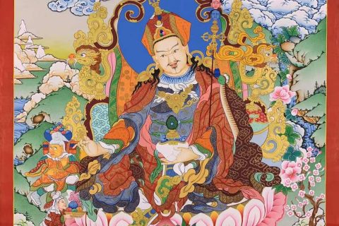 编号162-714123：彩绘唐卡-莲花生大士（100*70CM左右）