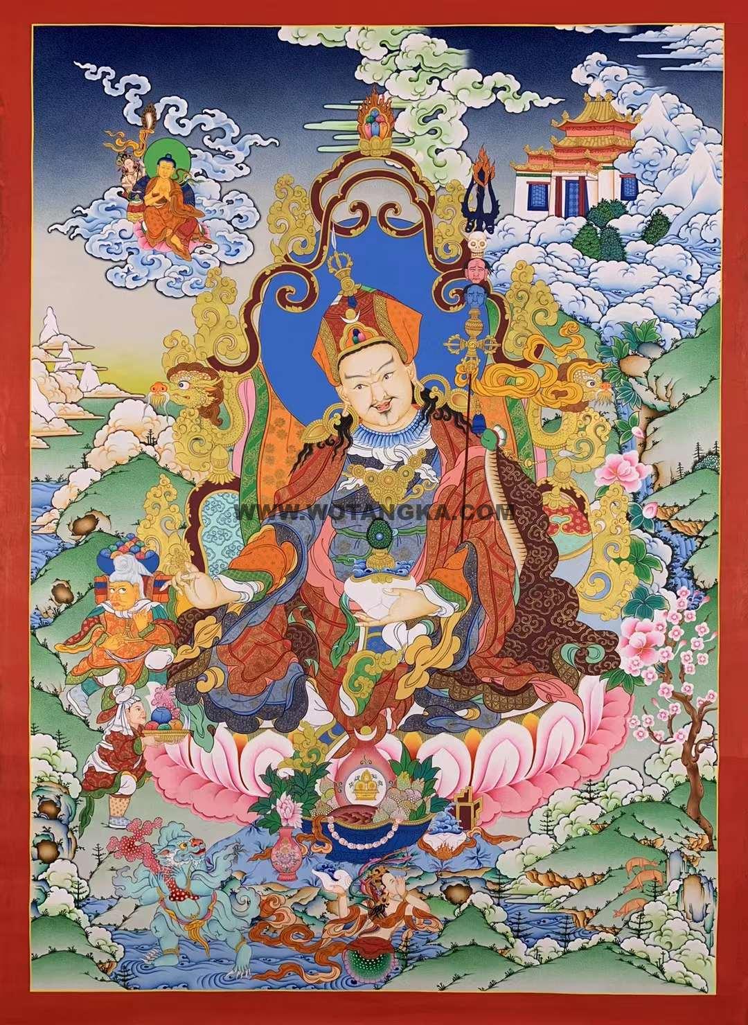 编号162-714123:彩绘唐卡-莲花生大士(100*70CM左右)