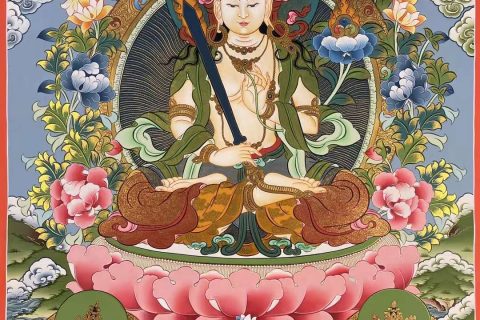 编号162-247346：彩绘唐卡-虚空藏菩萨（75*55CM左右）