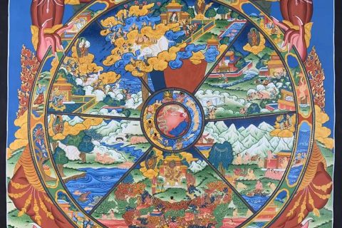 编号162-737862：彩绘唐卡-六道轮回（90*60CM左右）