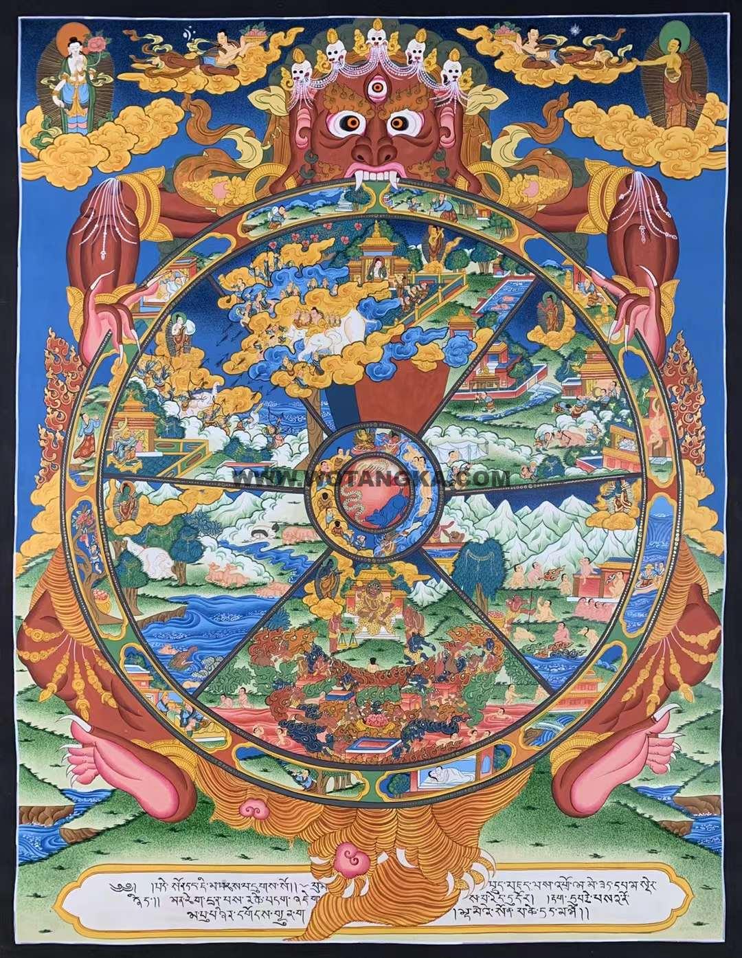 编号162-737862:彩绘唐卡-六道轮回(90*60CM左右)