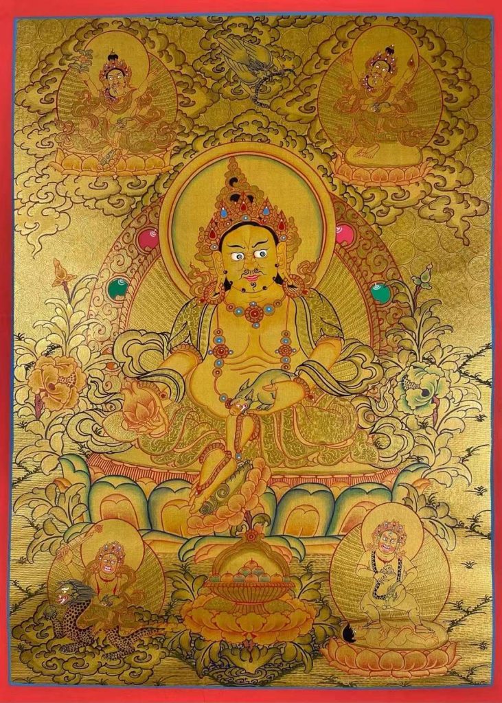 编号162-599853：黄金唐卡-五方财神（65*45CM左右）