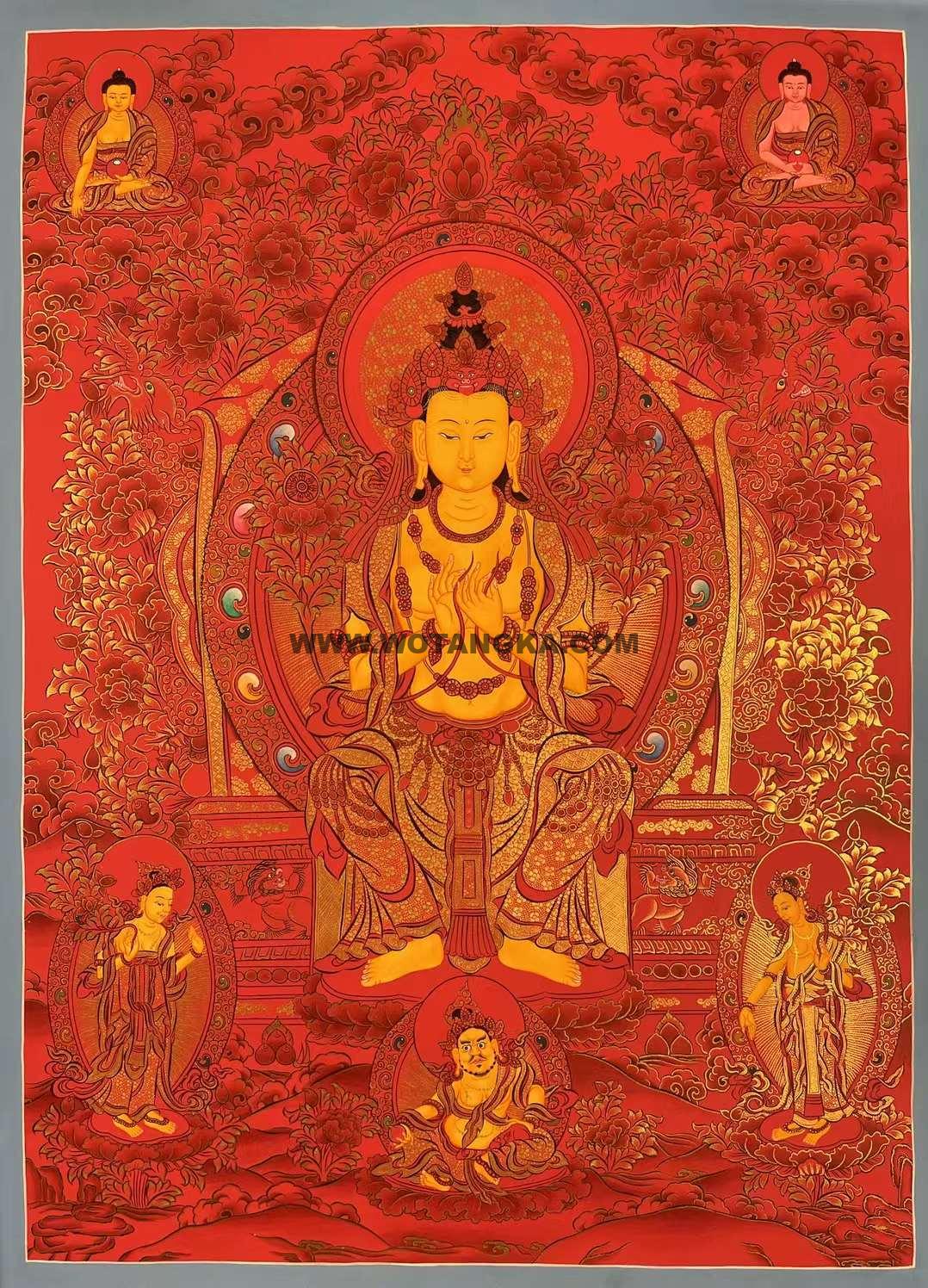 编号162-154646:红金唐卡-天冠弥勒佛(75*55CM左右)