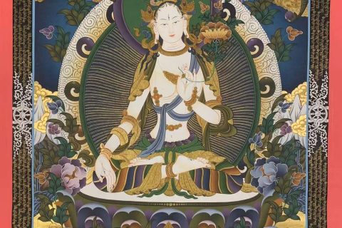 编号155-676107：彩绘唐卡-白度母（110*75CM左右）
