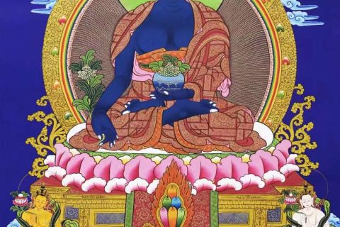 编号138-929258：彩绘唐卡-药师佛（60*45CM左右）