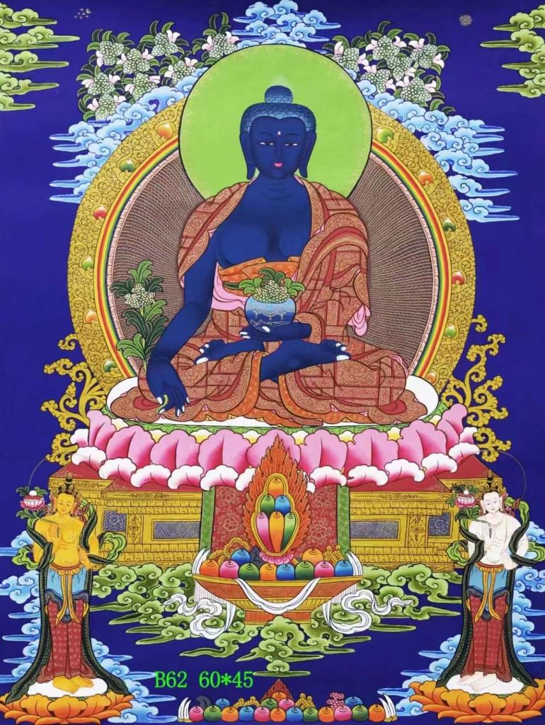 编号138-929258：彩绘唐卡-药师佛（60*45CM左右）