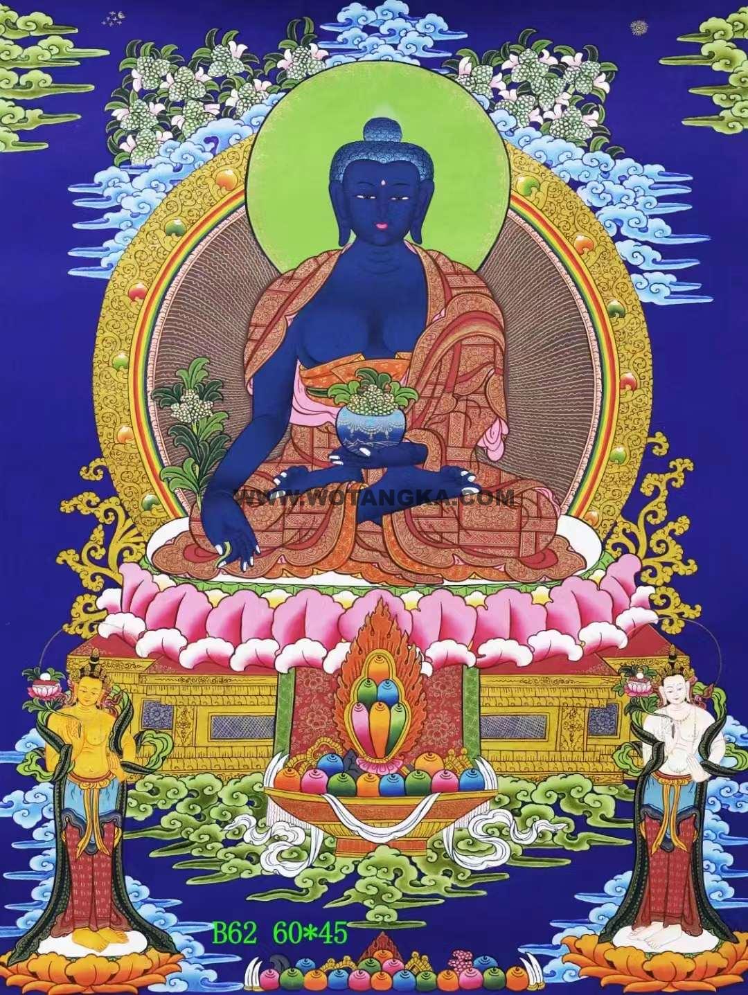 编号138-929258:彩绘唐卡-药师佛(60*45CM左右)